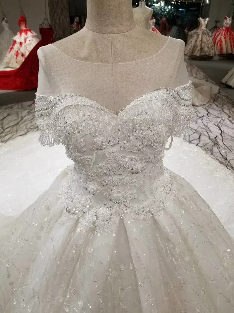 LSS019 свадебное платье2018 блестящее платье с блестками o-neck a-line вышитые бисером