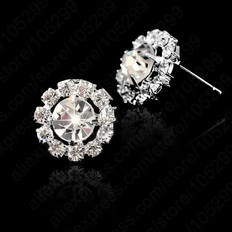 

New Fashion Factory Price 925 Sterling Silver Bright Cubic Zirconia Stud Earrings For Women Girlfriend Jewelry Present
