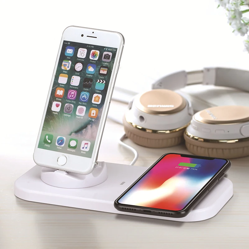 3 в 1 Беспроводное зарядное устройство для iPhone X 8 Plus Samsung S8 S9 Android Micro USB Type-C зарядная
