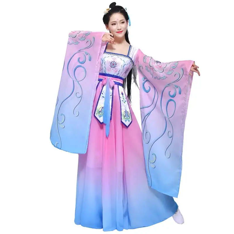New High Quality 2019 Children's Hanfu Wide Sleeve Flow Fairy Chinese Style Elegant Dance Costume Performance Costumes | Тематическая