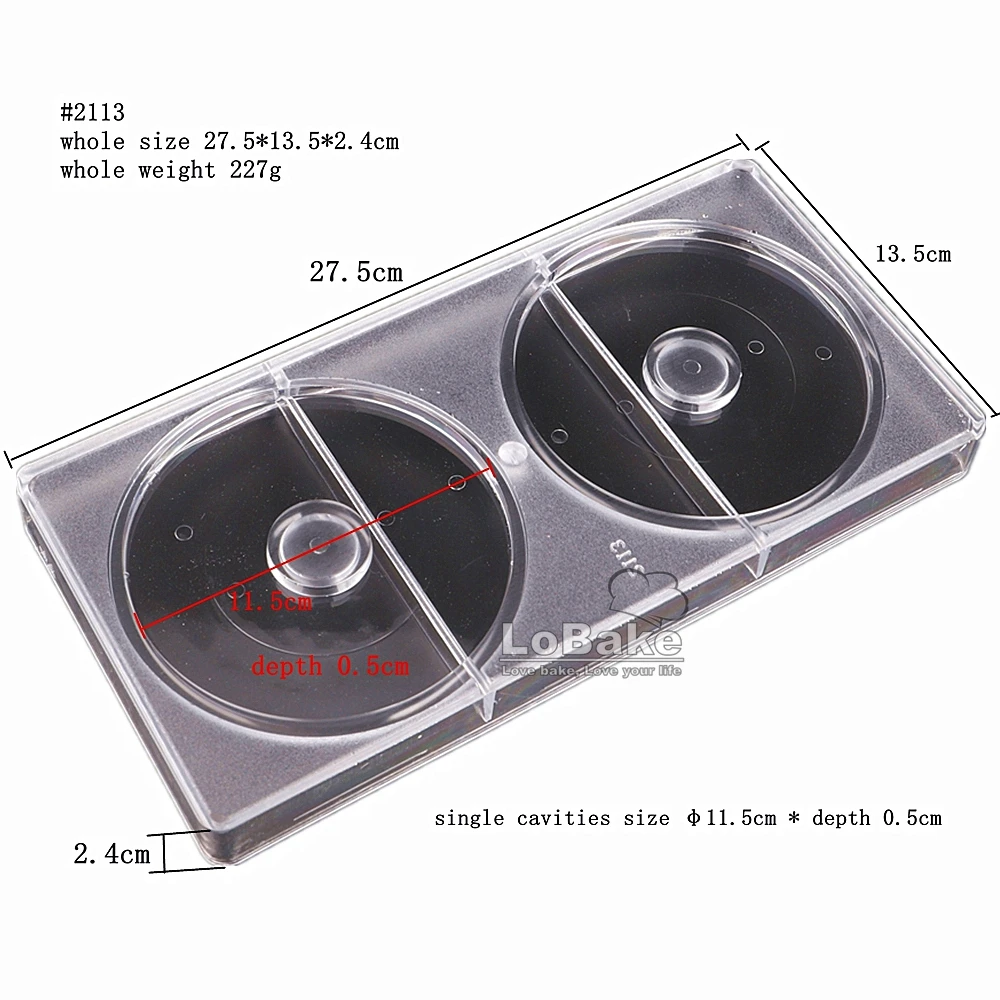 2 cavities compact disc big round shape PC polycarbonate chocolate candy mould ice cube sugar craft bakery mold DIY baking tools | Дом и сад