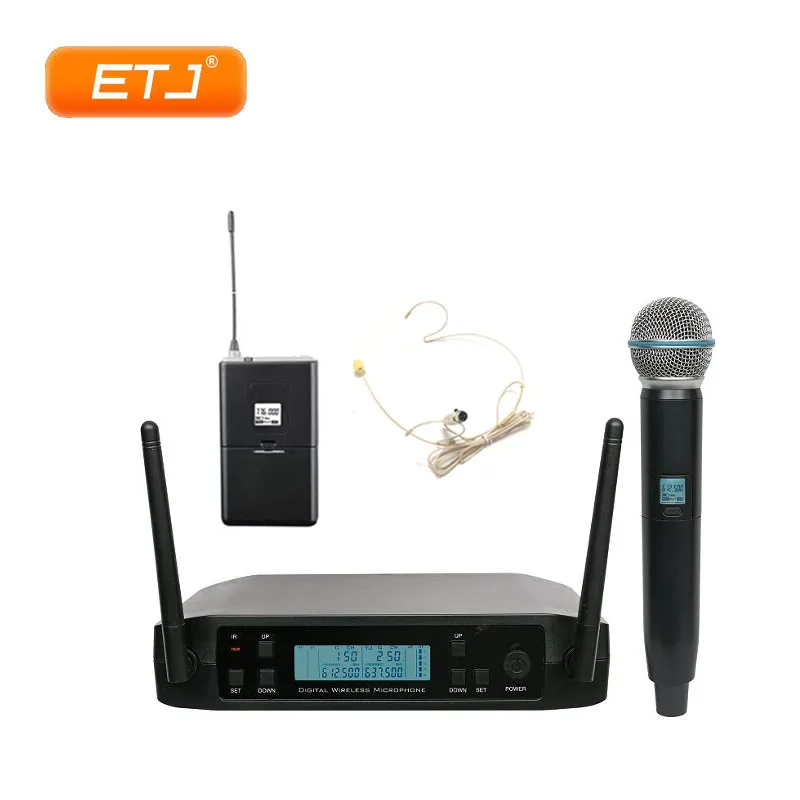 GLXD4 UHF двойной беспроводной микрофон системы 2 Передатчик для сцены больше каналов, чем SLX24 и PGX24