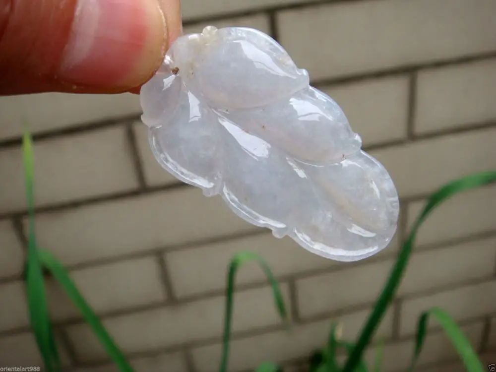 Certified Untreated White Icy Jadeite Jade Leaf ( ) Pendant AAGrade A | Украшения и аксессуары