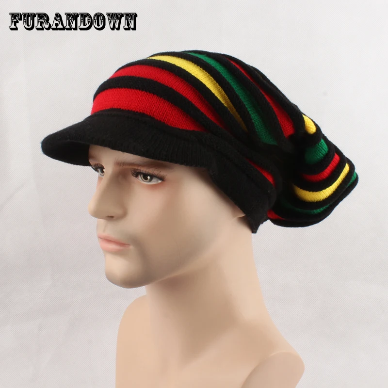 Осенне-зимние шапки Rasta мужская вязаная шапка Цветные Лоскутные вязаные для