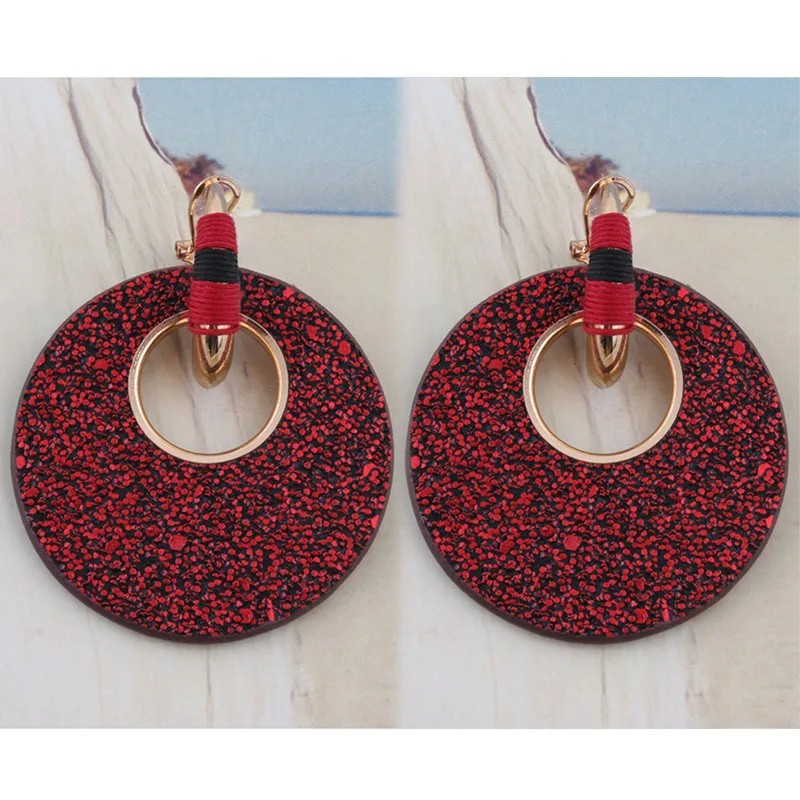 Длинные серьги подвески NeeFu WoFu круглые модные кожаные с тигром брендовые большие