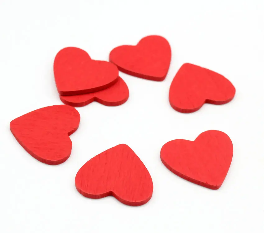 

250pcs wood heart with beautiful red color 20mm
