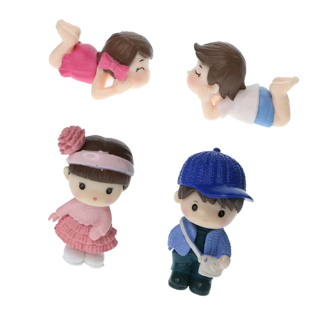 

4pcs Miniature Couples Fairy Garden Micro Landscape Bonsai Pot Decor Lying