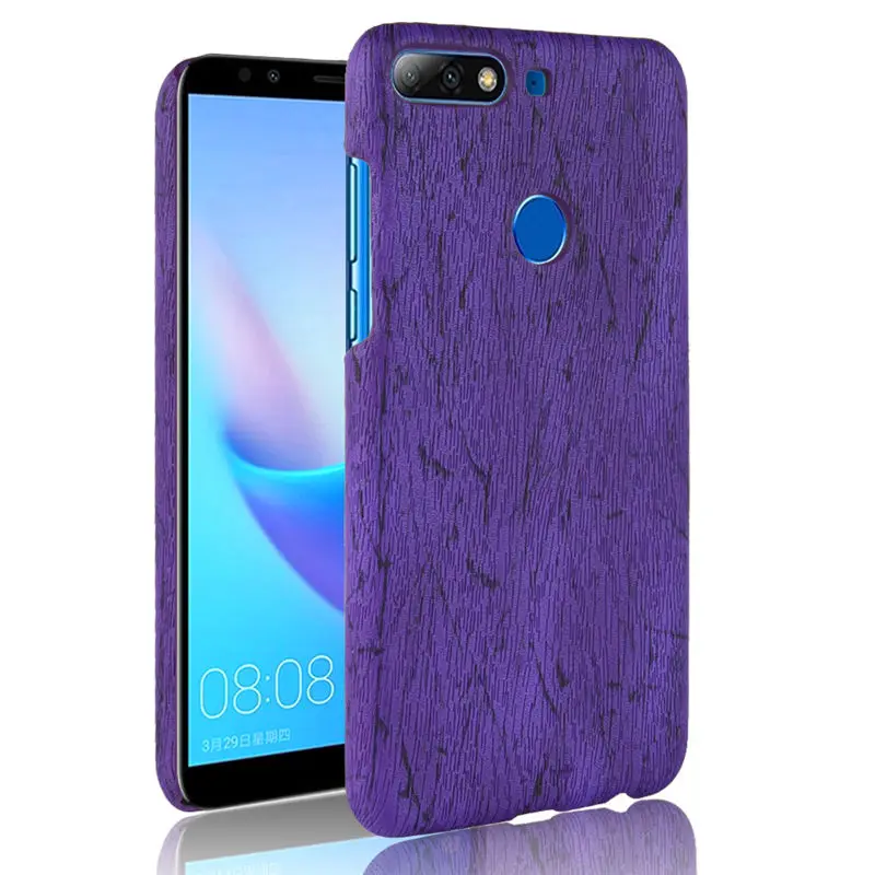 Huawei Y7 Prime 2018 Enjoy8 Case Wood Pattern Hard PC+PU Leather Back Cover for Y7Prime Shell | Мобильные телефоны и