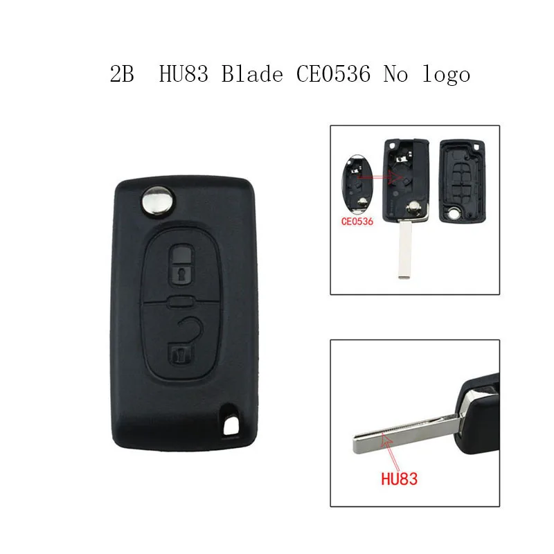 GORBIN 2/3 кнопки ключи чехол для peugeot 207 307 308 407 607 807 для Citroen C2 C3 C4 C5 C6 Флип складной Автомобильный ключ крышка без логотипа - Цвет: 2B HU83 CE0536