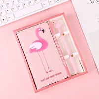 new arrival cute pink a flamingo notebook gel pen set with box diary weekly planner school office supplies kawaii stationery