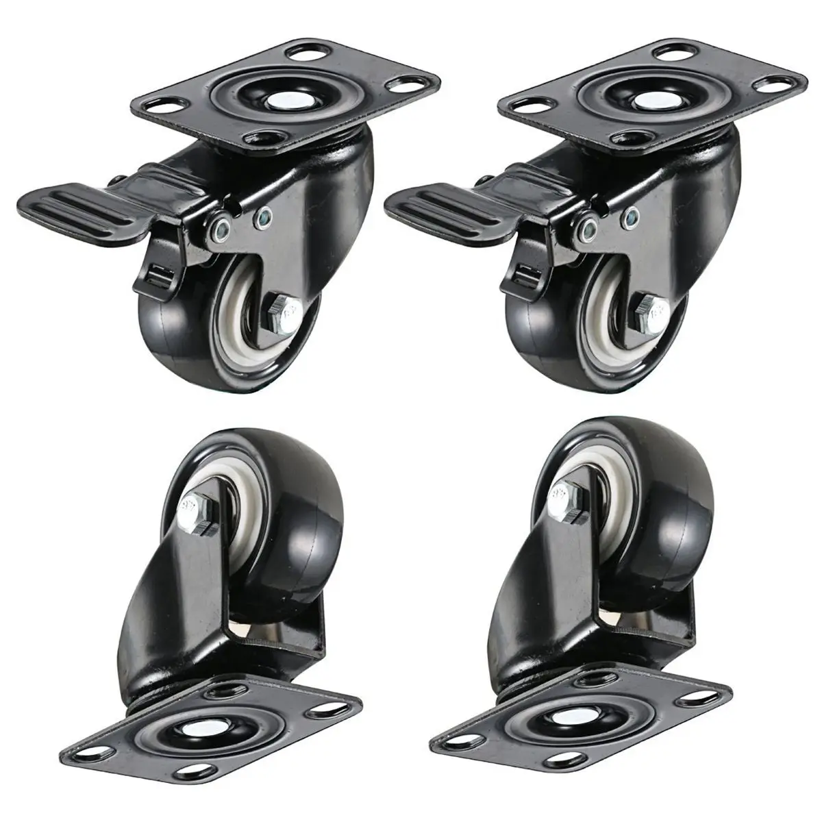 

Hot 4 Pack 2in Heavy Duty Caster Wheels Polyurethane PU Swivel Casters with 360 Degree Top Plate 220lb Total Capacity for Set of