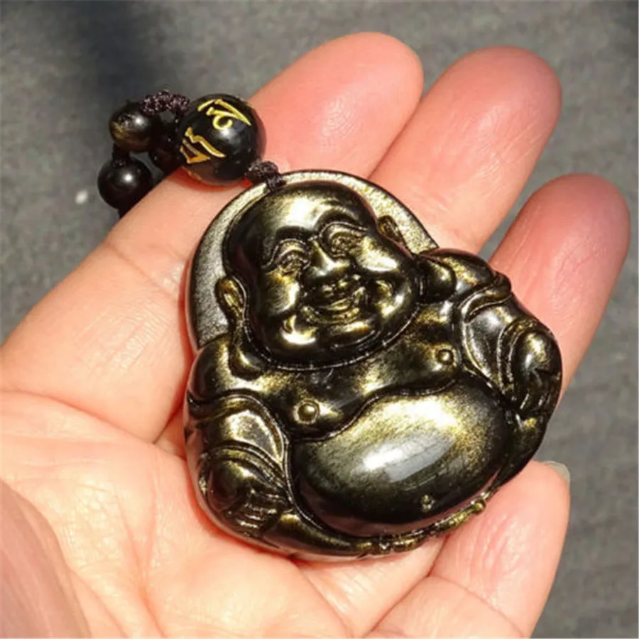Оптовая продажа подвеска в форме Будды Maitreya из 100% натурального золота и черного