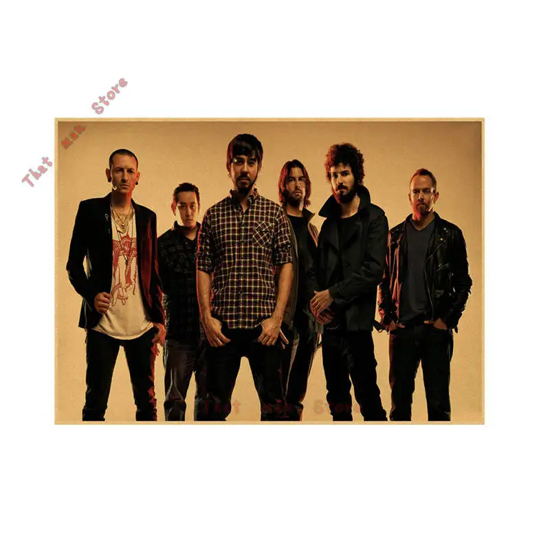 Винтажная ретро-рок-группа Linkin park, музыкальная гитара, матовая крафт-бумага, античный плакат, настенная наклейка, домашний декор