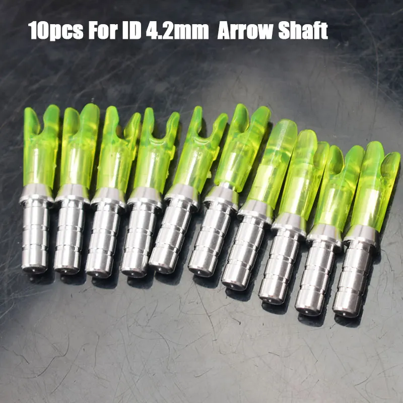 4.2Yellow2 10 шт. ID6.2mm внутренние штырьковые стрелы nocks соединение лук охота и стрельба Alu булавки+ пластиковые ноки алюминиевая углеродная стрела - Цвет: 4.2Yellow2