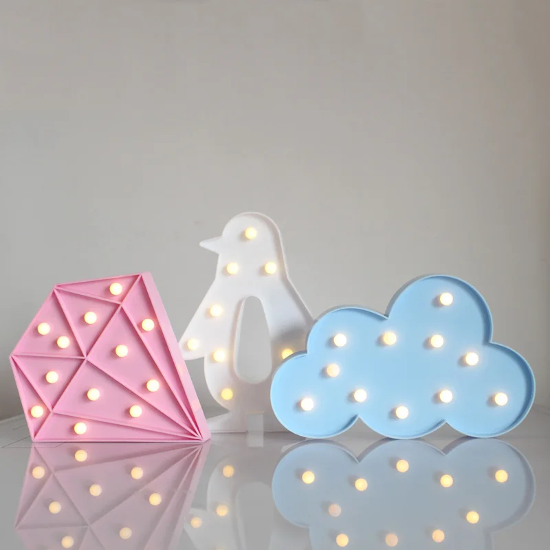 3D LED кролик Лебедь бабочка Фламинго дизайн лампы украшения стены ночное