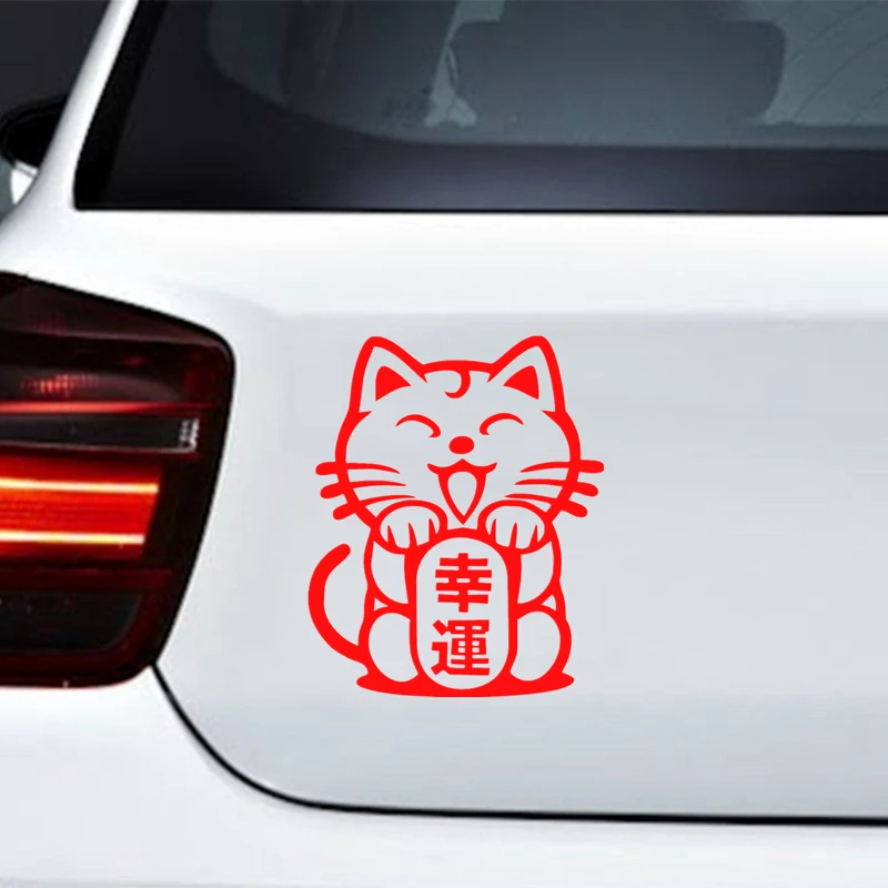 CS-1358#14*17 см JDM Lucky Cat забавная Автомобильная Наклейка Виниловая наклейка серебро/черный для авто наклейки для стайлинга автомобиля
