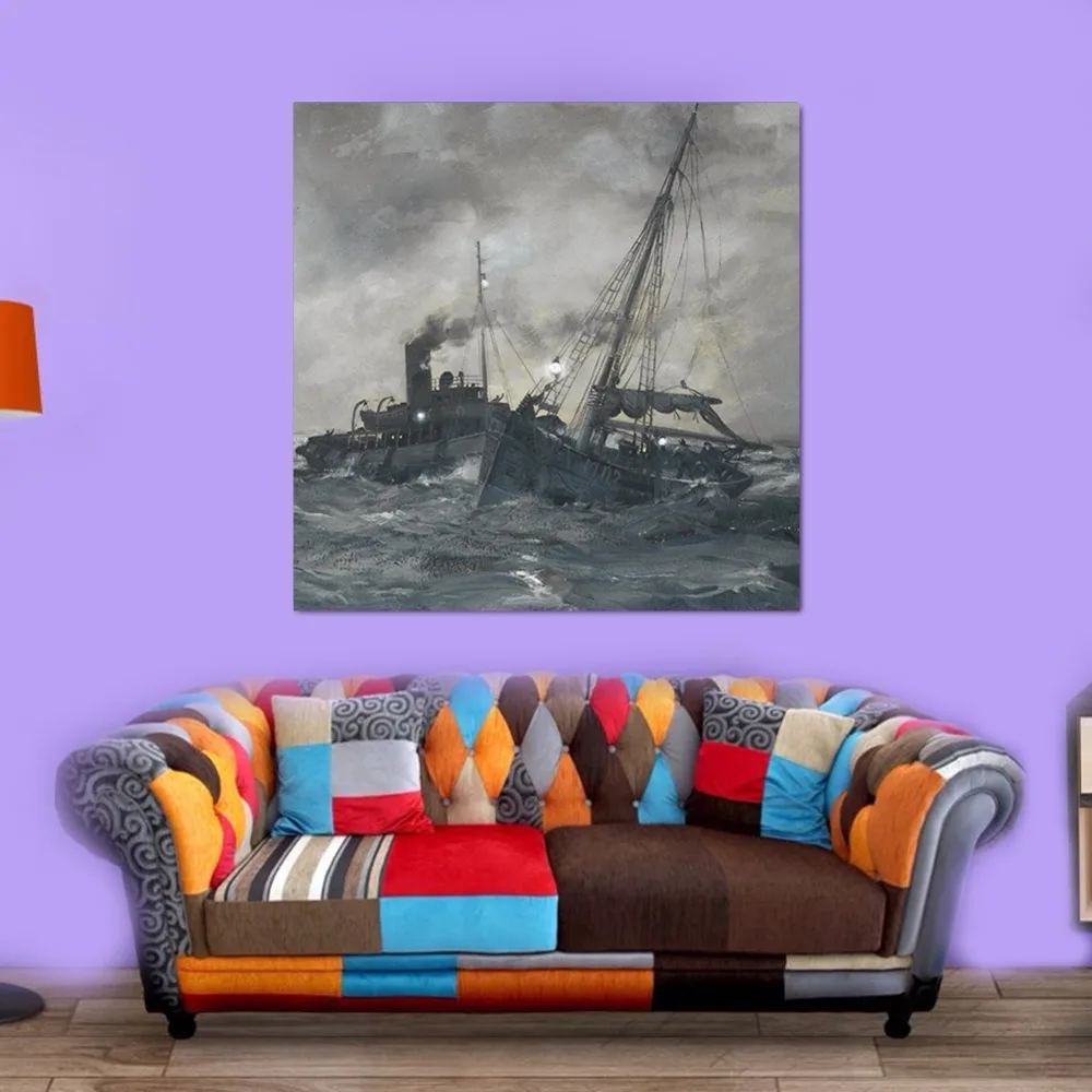Imixlot холст краски ing Art Краска серый цвет эскиз лодка в море пейзаж современные