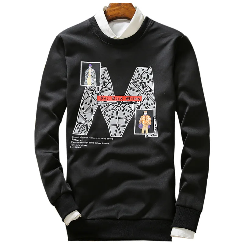 2017 Весна Повседневное swewatshirt Для мужчин Круглый Средства ухода за кожей шеи