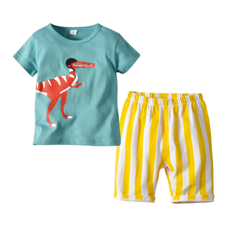 Sweet Cute Boys Cartoons Print Cotton Outfits Tees and Shorts 2pcs Sets Multi Candy Color Summer Clothing | Детская одежда и обувь