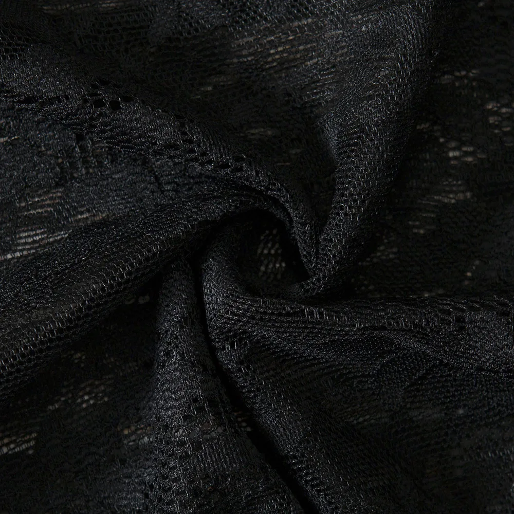 

Black Mesh Translucent Sets Women Long Sleeve Crop Tops T Shirt Shorts 2 Pieces Suits Female Lace Floral See Through Sexy Club