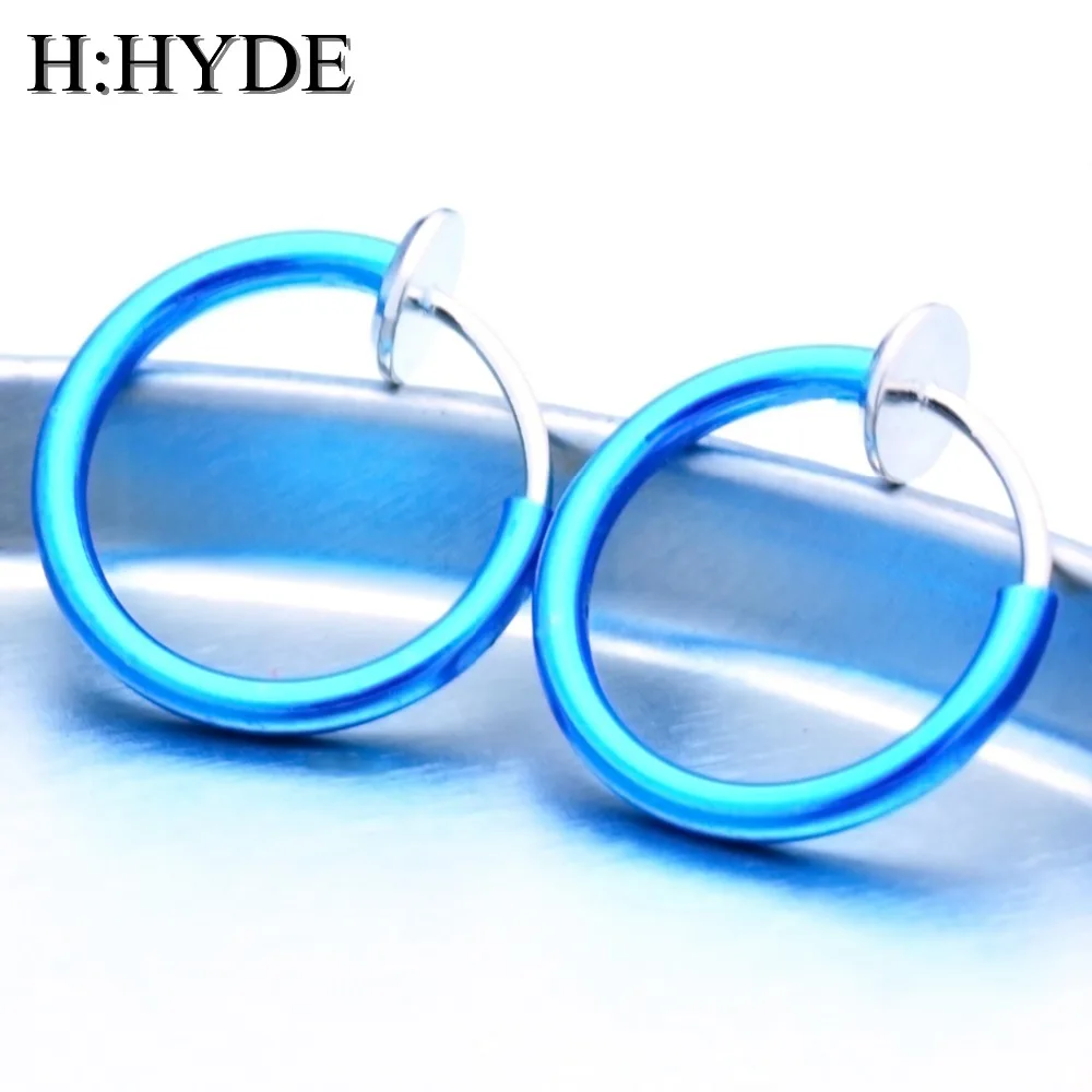 H:HYDE 14 Colors Goth Punk Nose Clip Fake Septum Piercing Body Lip Hoop Ear Tongue Earrings|clip earrings|pierced clip earringspiercing |