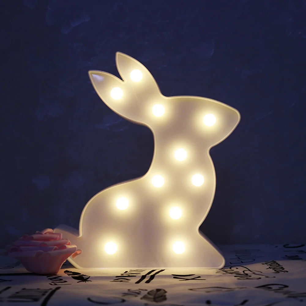 Милый кролик 3D светодиодный ночник детский с животными настенный светильник s