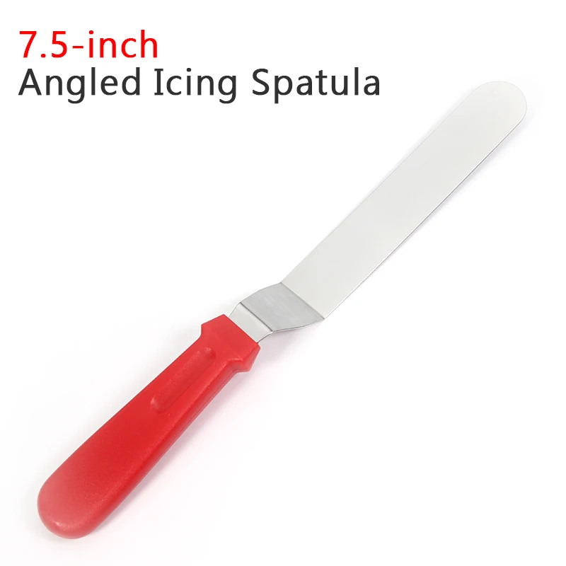 Red 7.5 inch Лопатка для торта, 5,5/7,5/9,5/11," изогутое лезвие-Пластик ручка, профессиональный Нержавеющая сталь инструменты для украшения торта - Цвет: Red 7.5 inch