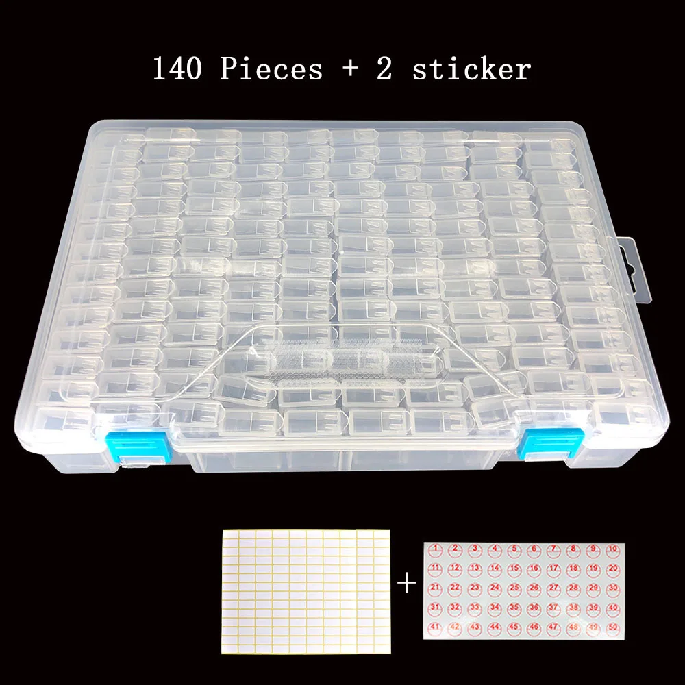 140pcs 140/280 шт. прозрачный алмазов картина аксессуары инструменты Ящик Контейнер для хранения коробка Diamant живописи держатель Даймонд живопись коробка - Цвет: 140pcs
