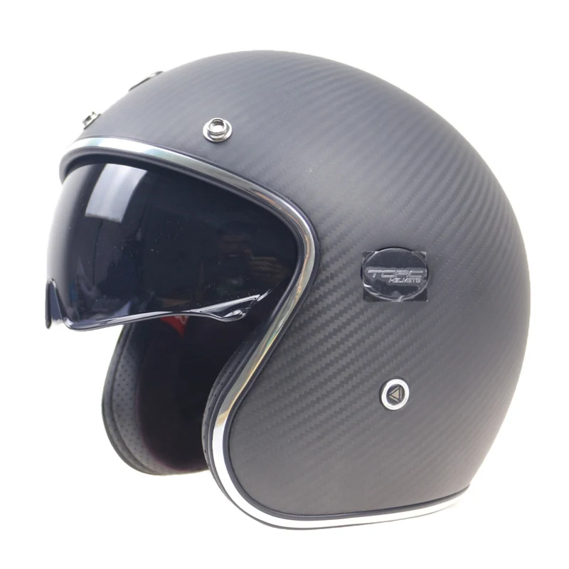 Mat blck Carbonfiber Профессиональный легкий велосипедный шлем DOT ECE одобренный углеродное волокно мотоциклетный шлем TORC V587 серия Чоппер велосипедный шлем - Цвет: Mat blck Carbonfiber