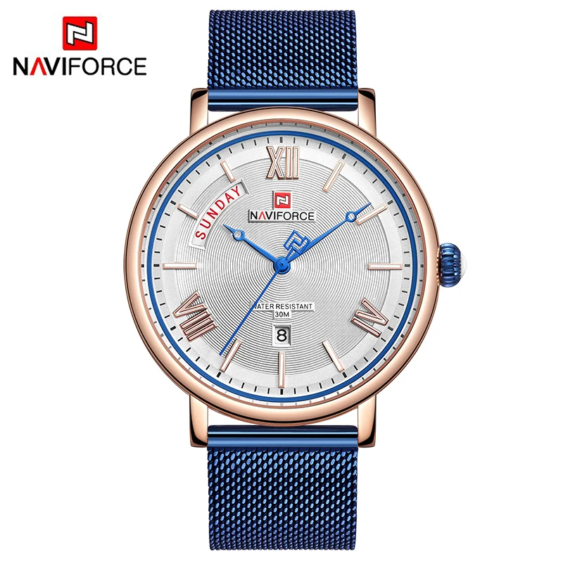 NAVIFORCE Новинка мужские модные деловые часы мужские водонепроницаемые повседневные кварцевые наручные часы из нержавеющей стали