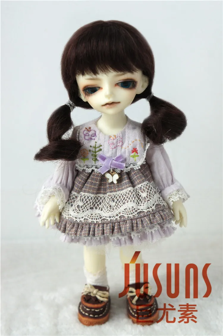 JD426 1/12 1/8 1/6 милый длинный мохер BJD кукольный парик длинные мягкие волнистые кукольные волосы Размер 4-5 дюймов 5-6 дюймов 6-7 дюймов модные кукольные аксессуары - Цвет: 4-5inch Coffee black