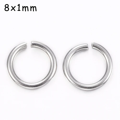 8x1mm 1000 шт, 4 мм-12 мм, 304 нержавеющая сталь, открытые одиночные петли, переходные кольца, разъемное кольцо для самостоятельного изготовления ювелирных изделий - Цвет: 8x1mm