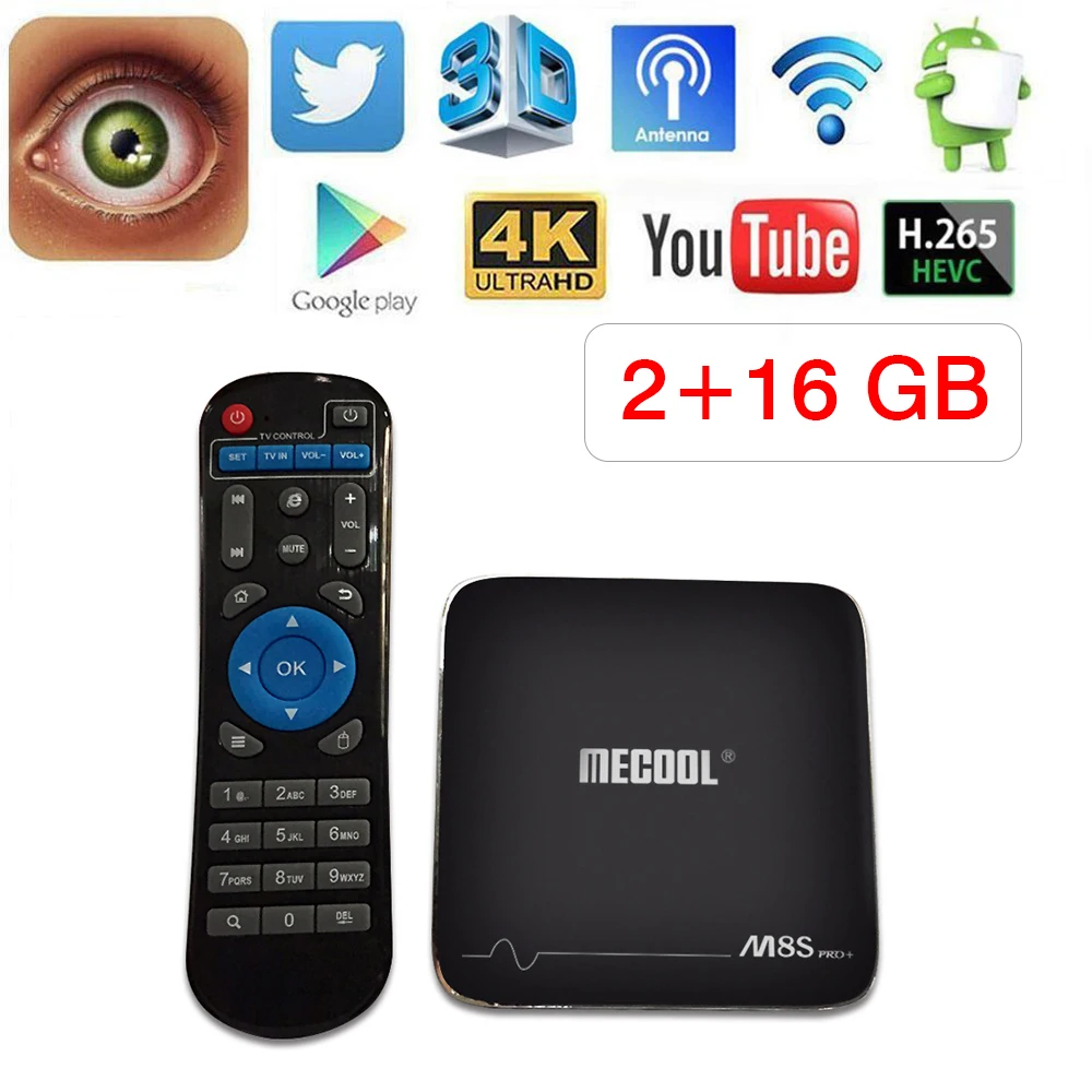 100% Фирменная Новинка mecool M8s Pro + Android 7.1 ТВ Box Amlogic s905x 4 ядра К полный UHD 3d 2 г 16 Умные