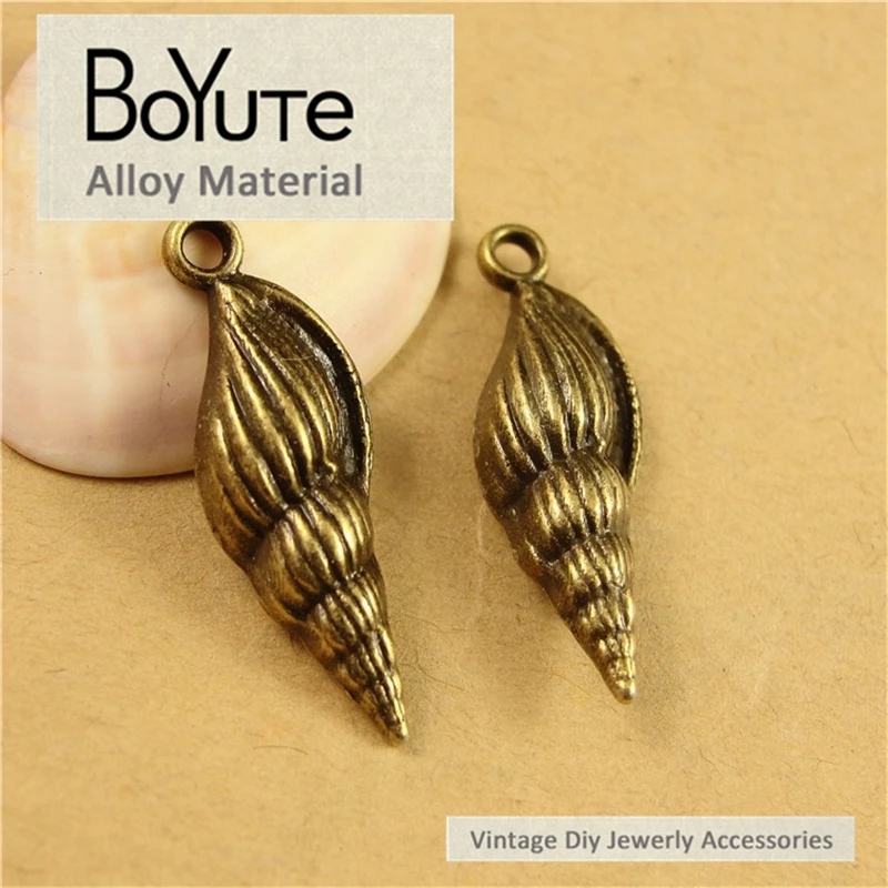 BoYuTe (100 шт./лот) 8*22 мм Античная бронзовая оцинкованная морская улитка кулон