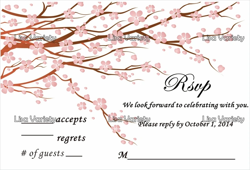 

Personalized RSVP Card with Free Envelope for Wedding / Party,50 pcs/lot,R2
