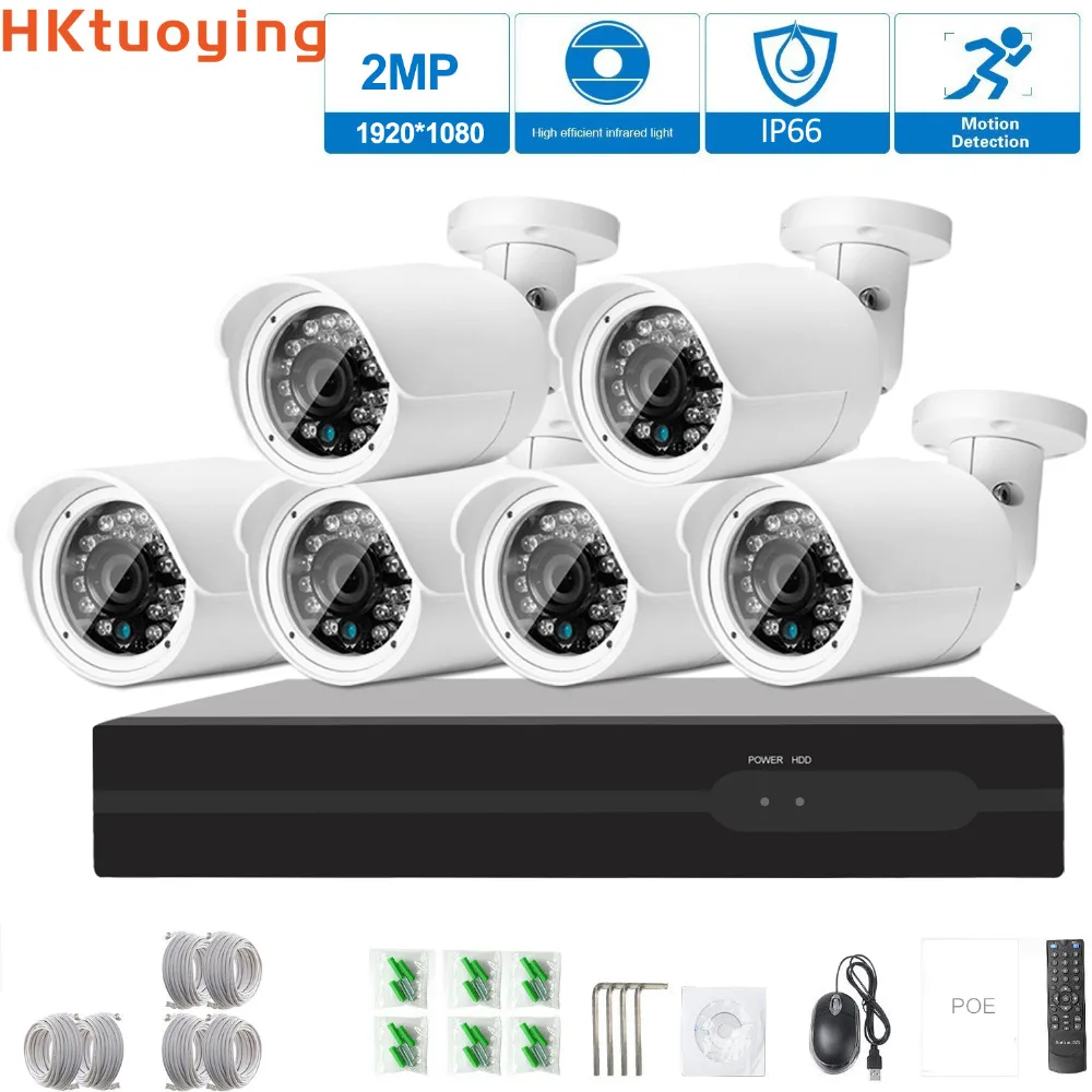 HD 1080 P 6CH POE IP CCTV Системы HDMI NVR по электронной почте спровоцированное перемещением