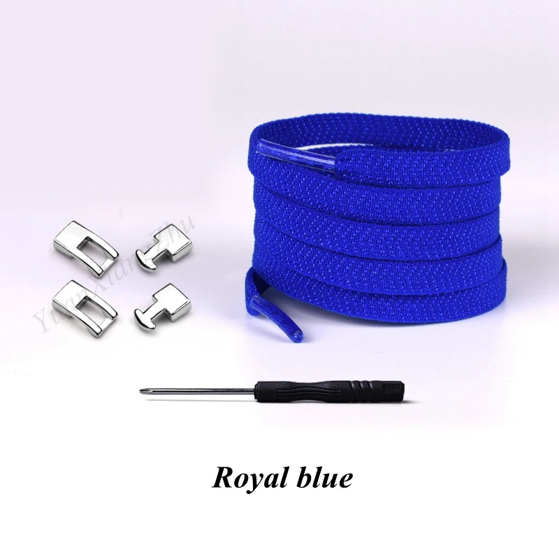 Royal blue Новинка, 1 секундный Эластичный шнурок с перекрестной пряжкой, шнурки для детей и взрослых, унисекс, кроссовки, быстро не завязываются, шнурки для обуви, шнурки для ленивых шнурков - Цвет: Royal blue