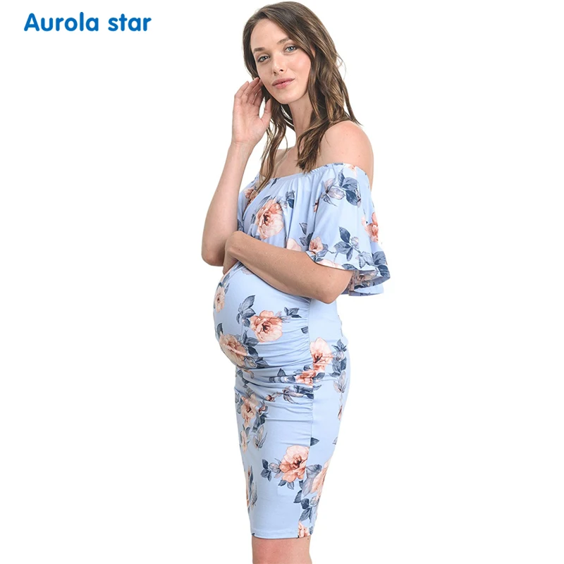 

Платье для беременных с оборками и открытыми плечами; платья для беременных с цветочным рисунком для фотосессии; платье для беременных; праздничная одежда для женщин на лето