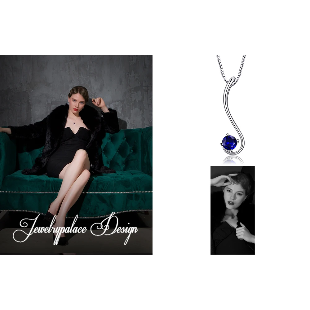Jewelrypalace Simple 0.6ct Created Blue Sapphire Solitaire Women Pendants 925 Sterling Silver Fine Jewelry Not Include the Chain | Украшения
