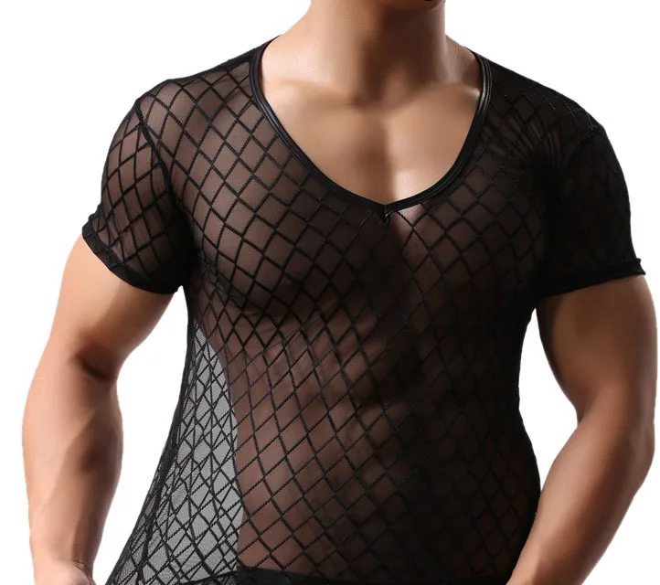 2017 модный бренд черная клетчатые в сетку прозрачная Мужская сексуальная