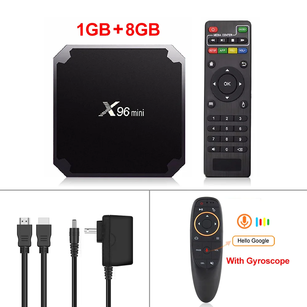 VONTAR X96 мини Android ТВ приставка X96mini Android 7,1 Смарт ТВ приставка 2 Гб 16 Гб Amlogic S905W четырехъядерный 2,4 ГГц WiFi Android 9,0 1Гб 8Гб - Цвет: 1G 8G  with G10 RC