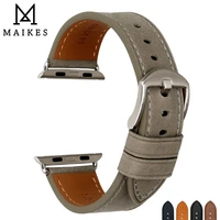 maikes grey genuine leather watchband for apple watch bands 44mm 42mm series 4321 apple watch strap iwatch band 38mm 40mm