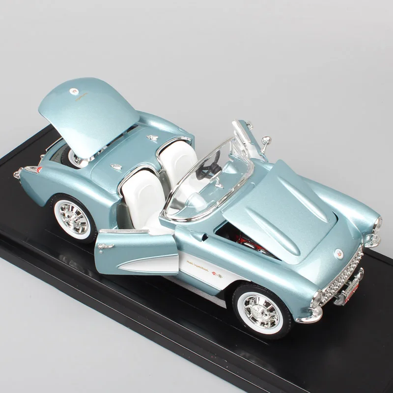 1/18 большой дорожный фирменный классический автомобиль Chevrolet Corvette 1957 Chevy vette металлические Литые и игрушечные машинки Миниатюрные модели автомобилей