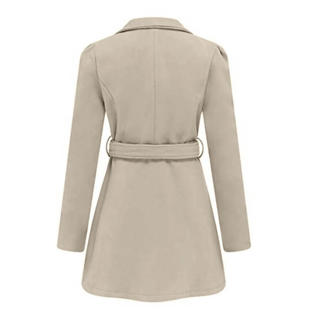 Женское шерстяное пальто с лацканами abrigos mujer invierno однотонное зимнее длинными