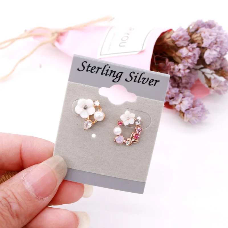 

100pcs/lots Trendy Earring Organizer Ear Studs Jewelry Display Rack Plastic Earring Display Cards Earring Cards 4*5cm Gray Card