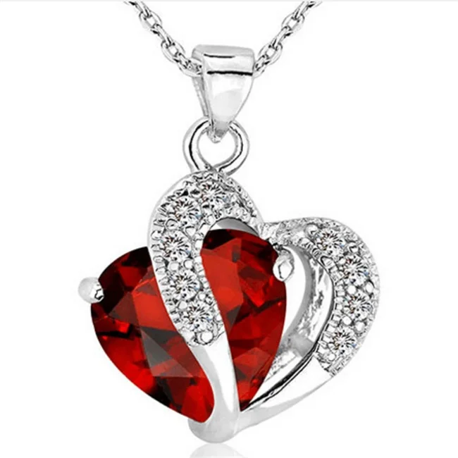 Red 1 шт., 7 цветов, Топ Модный класс, женское, женское, для девушек, для девушек, сердце, кристалл, кулон, аметист, макси, массивная подвеска, ожерелье, новые ювелирные изделия - Окраска металла: Red