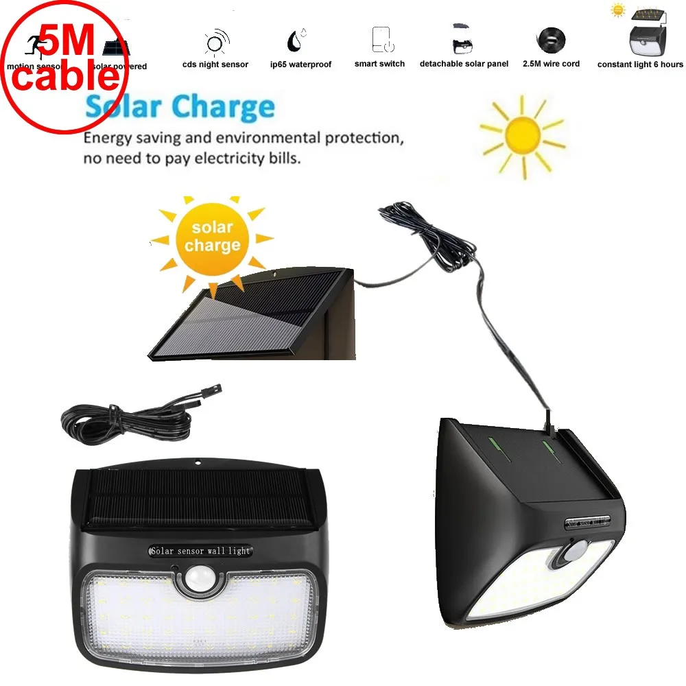 Светодиодный настенный светильник на солнечной батарее 48 светодиодов