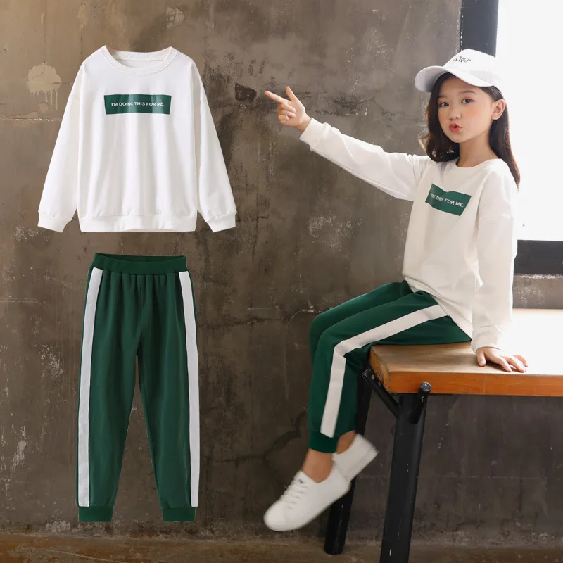 2018 Осенняя Спортивная одежда для девочек-подростков костюм в стиле хип-хоп