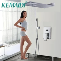 KEMAIDI Luxury Bathroom Shower Set Rainfall Shower Head Polished Wall Mounted  Panel Mixer Taps Shower Faucets Set Chrome Finish
