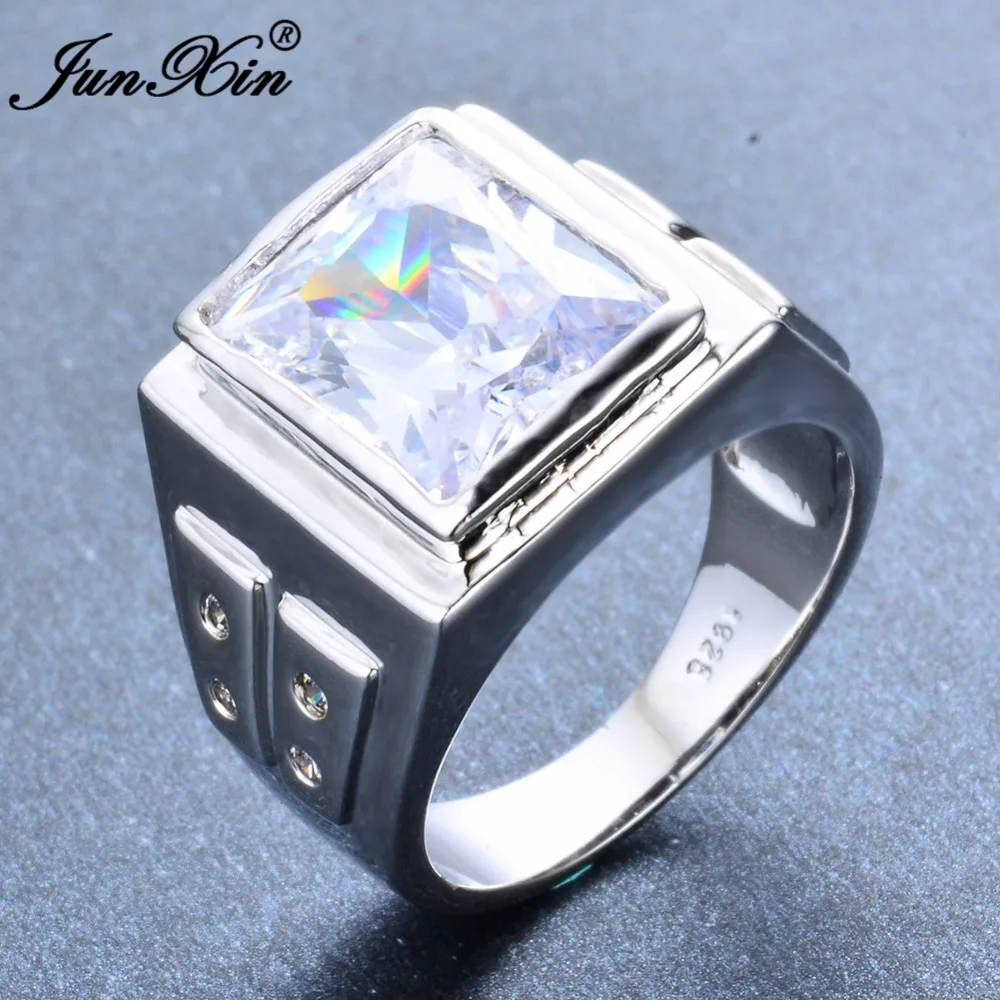 ROXI брендовые Модные мужские синий белый кольцо Роскошный большой квадратное на